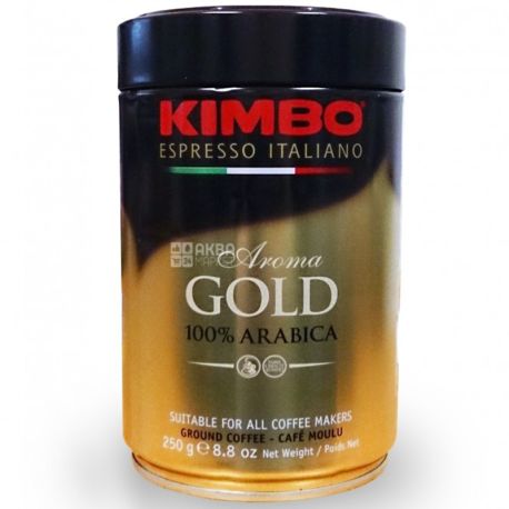 Kimbo Aroma Gold, 250 г, Кофе Кимбо Арома Голд, средней обжарки, молотый, ж/б