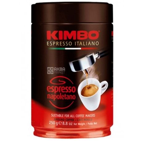 Kimbo Espresso Napoletano, 250 г, Кофе Кимбо Эспрессо Наполетано, темной обжарки, молотый, ж/б