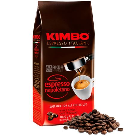 Kimbo Espresso Napoletano, 1 кг, Кофе Кимбо Эспрессо Наполетано, темной обжарки, в зернах 