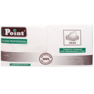 Eco point, 200 шт., Серветки столові Мірус, двошарові, білі, 24х24 см 