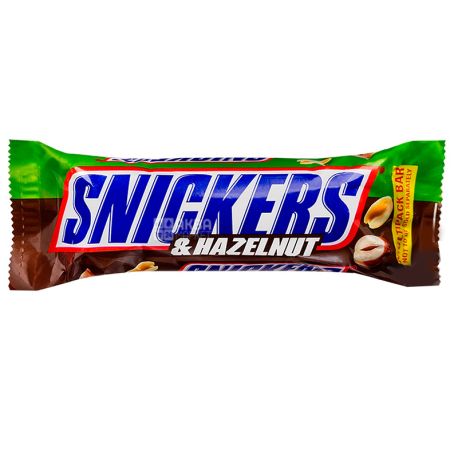 Snickers, 49 г, Батончик шоколадний, З лісовим горіхом