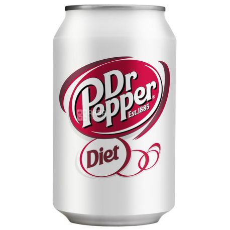 Dr Pepper, Diet, 0,33 л, Доктор Пеппер, Диетический, Вода сладкая, низкокалорийная, ж/б
