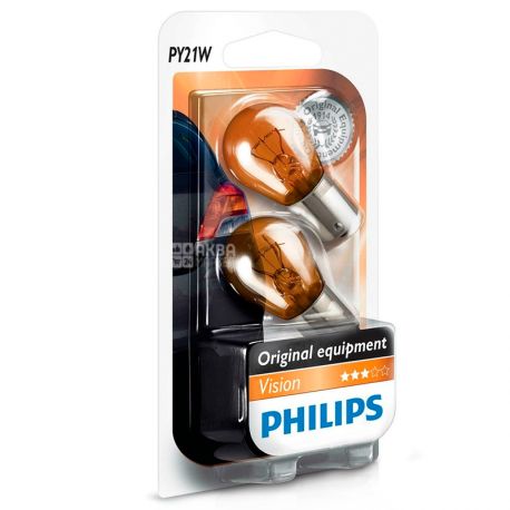 Philips, 2 шт, Лампа накаливания, PY21W