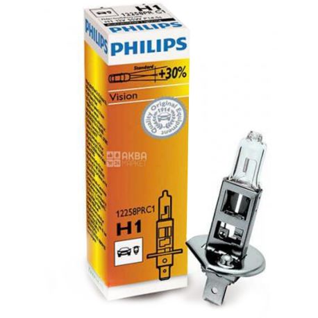  Philips, Лампа галогенна, Philips, H1 Vision, 3200K