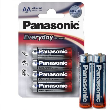 Panasonic, 4 pcs., Batteries, AA, Everyday Power, Alkaline