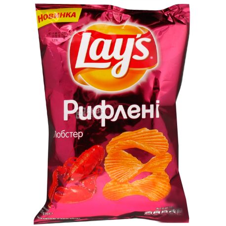 Lay's, 133 г, Чипси картопляні, Лобстер, Рифлені