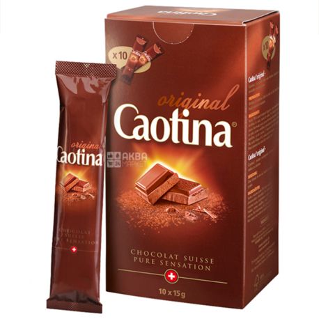 Caotina, 10 шт. по 15 г, Гарячий шоколад, Original, в стіках