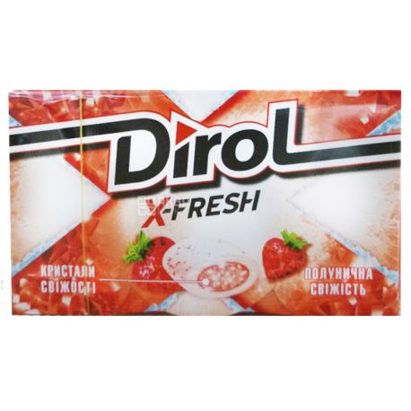 Dirol, Упаковка 16 шт. по 18 г, X-Fresh, Полунична свіжість