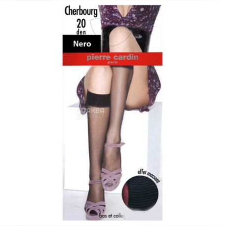 Pierre Cardin, 20 ден, розмір 1-2, Гольфи поліамідні, Cherbourg, Чорні