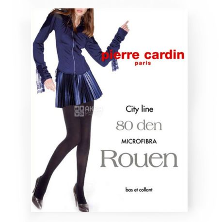 Pierre Cardin Rouen, Black polyamide tights, size 4, 80 den