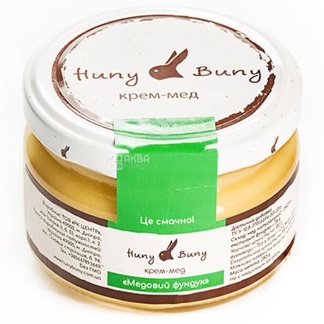 Huny Buny, 250 g, Cream Honey, Honey Hazelnut, Glass