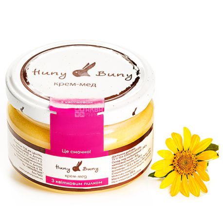 Huny Buny, 250 г, Крем-мед, С цветочной пыльцой, стекло
