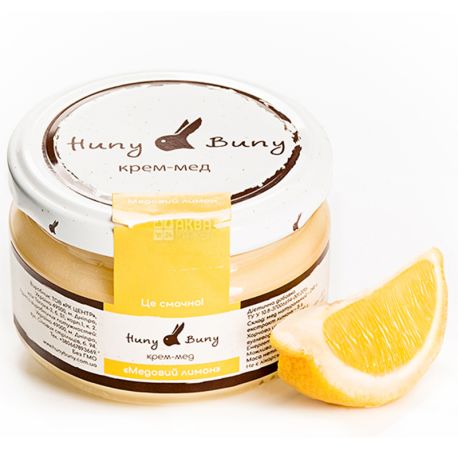 Huny Buny, 250 г, Крем-мед, Медовый лимон, стекло