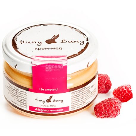 Huny Buny, 250 g, Cream Honey, Honey Raspberry, Glass