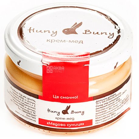 Huny Buny, 250 г, Крем-мед, Медова суниця, скло