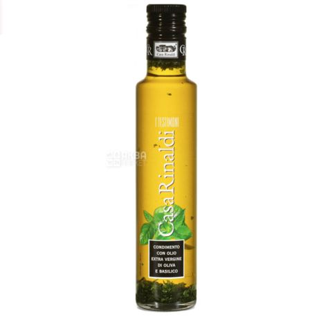 Casa Rinaldi, 250 ml, Olive oil, Extra vergine, With basil, glass