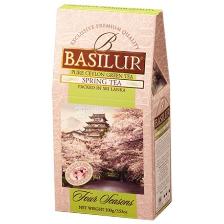  Basilur, Four seasons, Spring tea, 100 г, Чай Базілур, 4 сезони, Весна, зелений з фруктово-квітковим ароматом