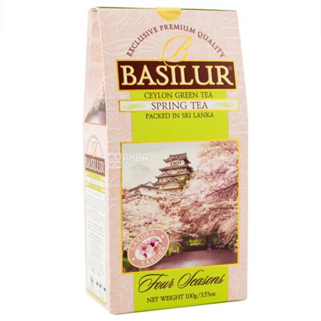  Basilur, Four seasons, Spring tea, 100 г, Чай Базілур, 4 сезони, Весна, зелений з фруктово-квітковим ароматом