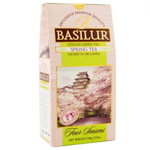 Basilur, Four seasons, Spring tea, 100 г, Чай Базилур, 4 сезона, Весна, зеленый с фруктово-цветочным ароматом