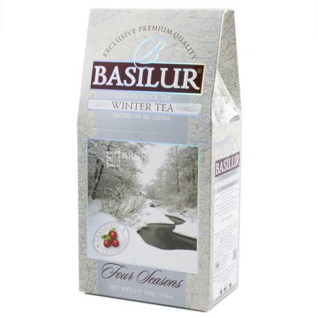 Basilur, Four seasons, Winter tea, 100 г, Чай Базилур, 4 сезона, Зима, черный с клюквой