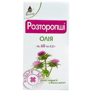 Масло расторопши, 60 капсул по 0,3 г, Эликсир