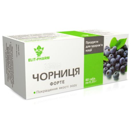 ELIT-PHARM Черника Форте, 80 таб. по 0,25 г, Для зрения