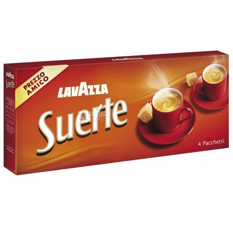 Lavazza, Suerte, 1 кг (4 шт. х 250 г), Кофе Лавацца, Сиерте, средней обжарки, молотый