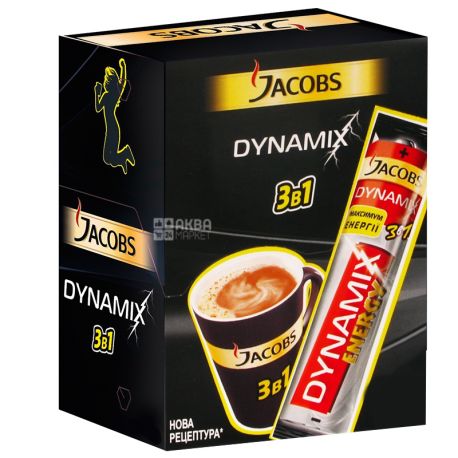Jacobs Dynamix, 3 в 1, 24 шт. х 12,5 г, Кавовий напій Якобс Дінамікс, в стіках
