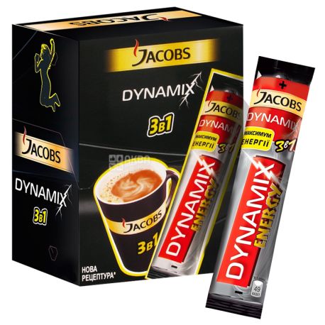 Jacobs Dynamix, 3 в 1, 24 шт. х 12,5 г, Кавовий напій Якобс Дінамікс, в стіках