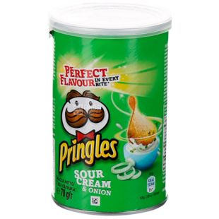 Pringles, 70 г, Чипси картопляні, Sour cream & onion, тубус