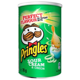 Pringles, 70 г, Чипси картопляні, Sour cream & onion, тубус