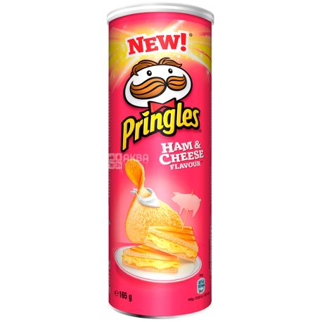 Pringles, 165 г, Чипси картопляні, Ham & Cheese, тубус