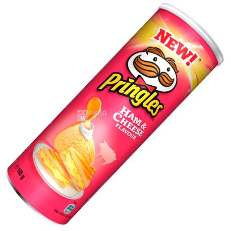 Pringles, 165 г, Чипси картопляні, Ham & Cheese, тубус