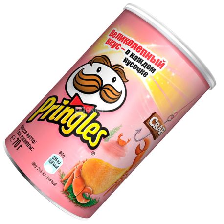 Pringles, 70 г, Чипсы картофельные, Crab, тубус