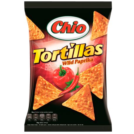 Chio, 125 г, Чипси кукурудзяні, Tortillas, Wild Paprika