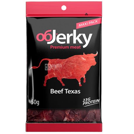 ОбJerky, 50 г, В'ялена яловичина, Beef Texas