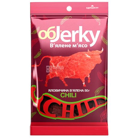ОбJerky, 50 г, В'ялена яловичина, Chili