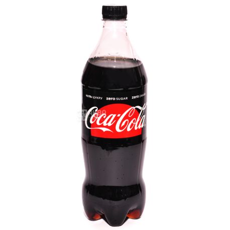 Coca-Cola Zero, 1 л, Кока-Кола Зеро, Вода сладкая, низкокалорийная, ПЭТ