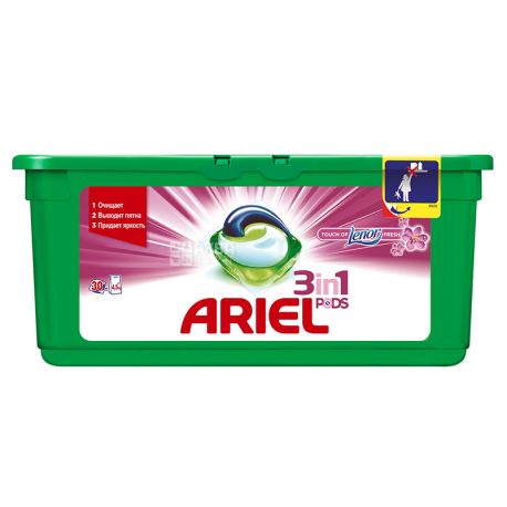 Ariel, 30 pcs., Laundry Capsules, 3 in 1, Pods, Touch of Lenor fresh, Automatic