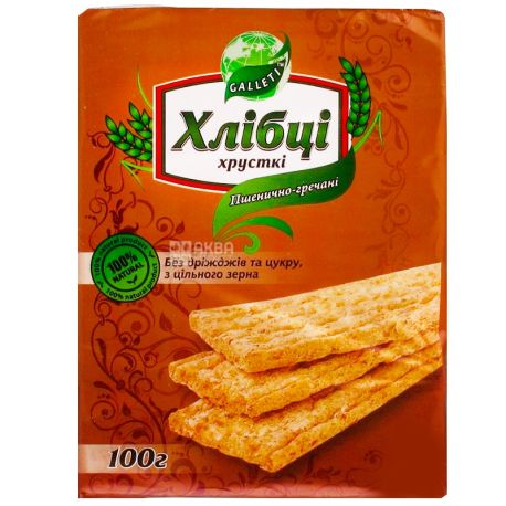 Galetti, 100 г, Хлебцы, Хрустящие, Пшенично-гречневые