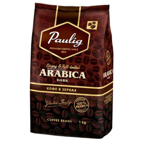 Paulig Arabica Dark, 1 кг, Кофе Паулиг Арабика Дарк, темной обжарки, в зернах 