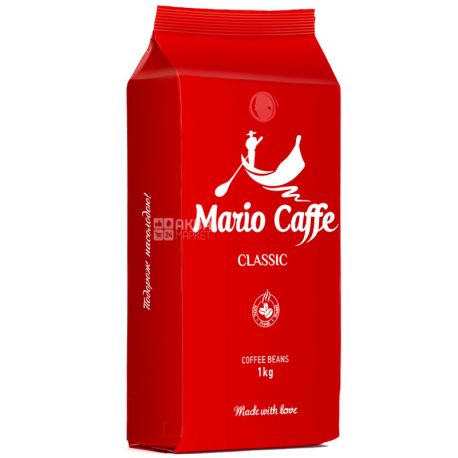 Mario Caffe Classic, 1 кг, Кофе Марио Каффе Классик, средней обжарки, в зернах 