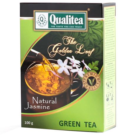 Qualitea, Natural Jasmine, 100 г, Чай Кволити, зеленый с жасмином