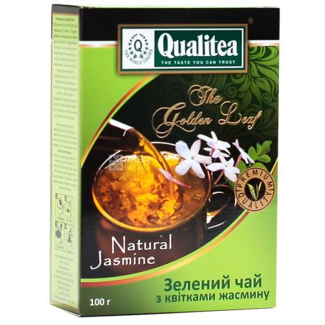 Qualitea, Natural Jasmine, 100 г, Чай Кволити, зеленый с жасмином