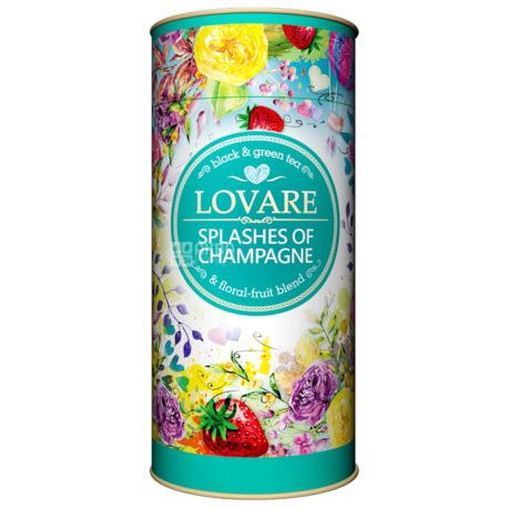 Lovare, 80 г, Чай Ловаре, Брызги шампанского, смесь черного и зеленого, тубус