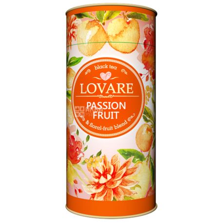 Lovare, Passion Fruit, 80 г, Чай Ловаре, Страстный фрукт, Черный, тубус