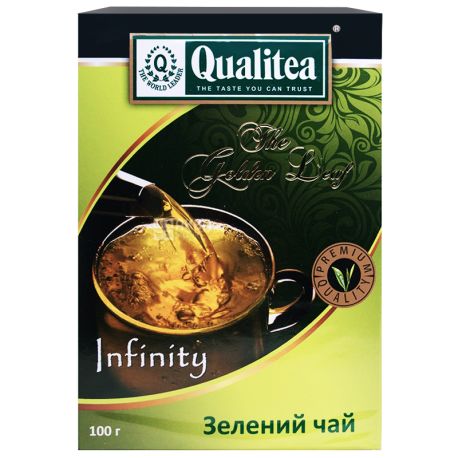 Qualitea, Infinity, 100 г, Чай Кволіті, Інфініті, зелений, среденьолистовий