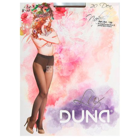 Duna, 20 den, size 3, Polyamide tights, for women, Naked, Mocha