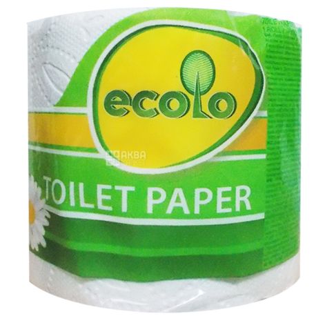 Ecolo, 1 рул.,Туалетная бумага Эколо, 2-х слойная