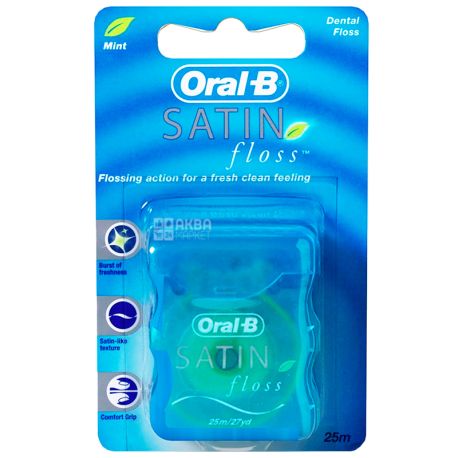 Oral-B, 25 m, Dental floss, Satin floss, Mint